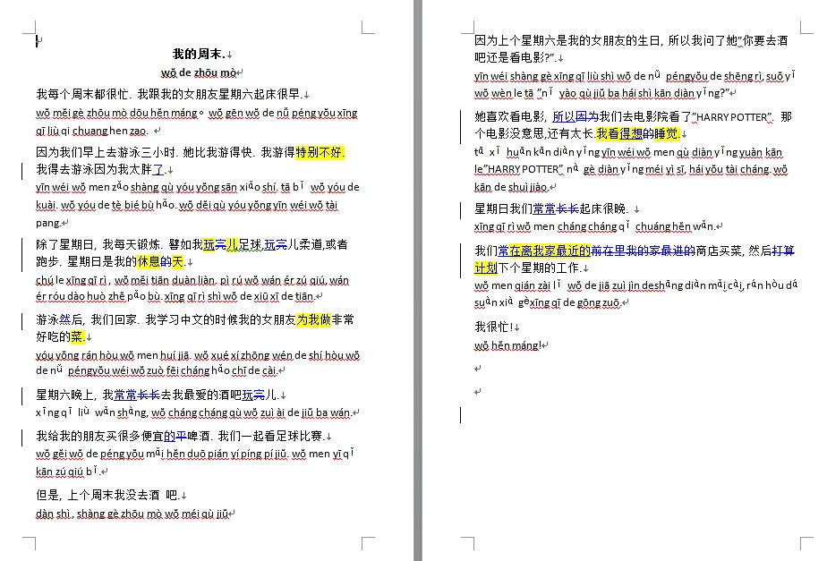 Daniel student chinese writing homework