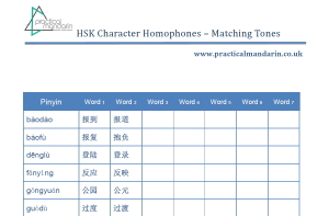 hsk homophones list matching tones