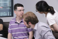 Asking questions about Chinese. A student is asking questions about Chinese